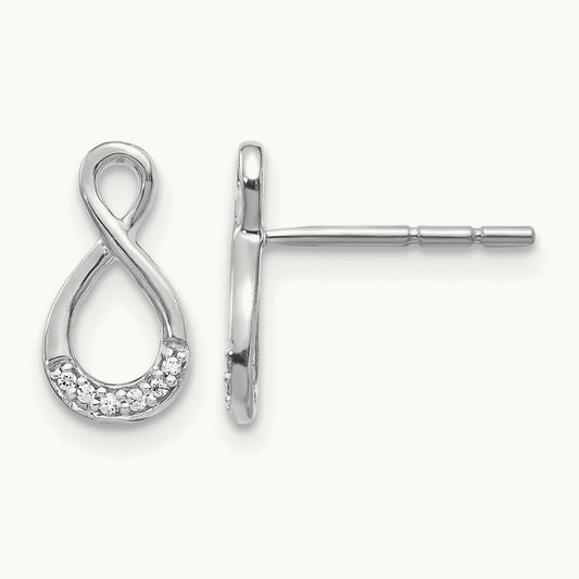 Diamond Twisted Post Earrings, 14K White Gold