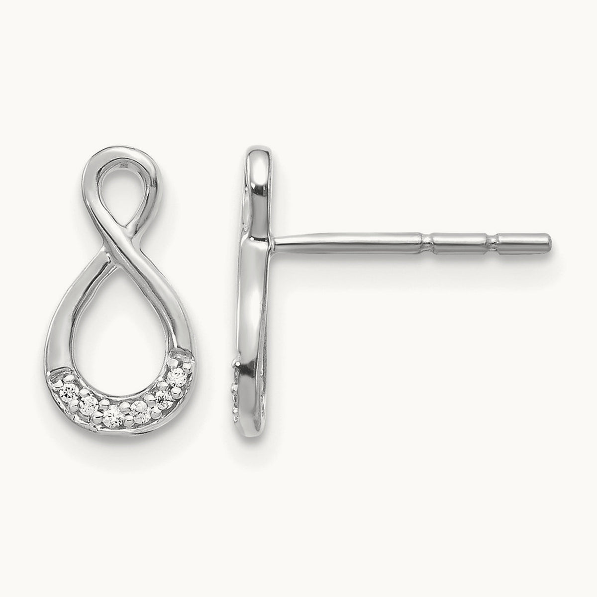 Diamond Twisted Post Earrings, 14K White Gold