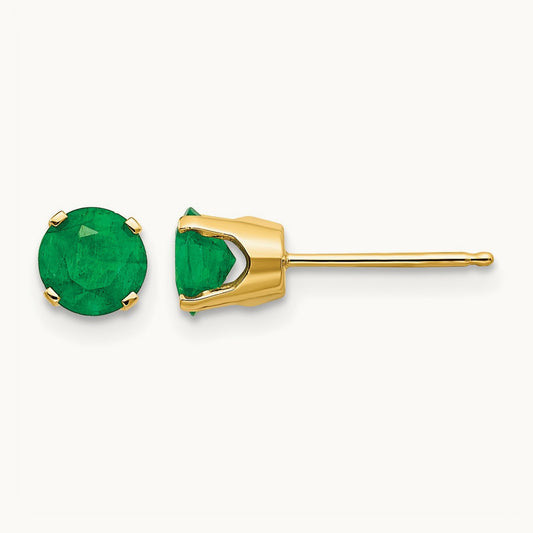 Natural Emerald Earrings - May, 5mm, 14K