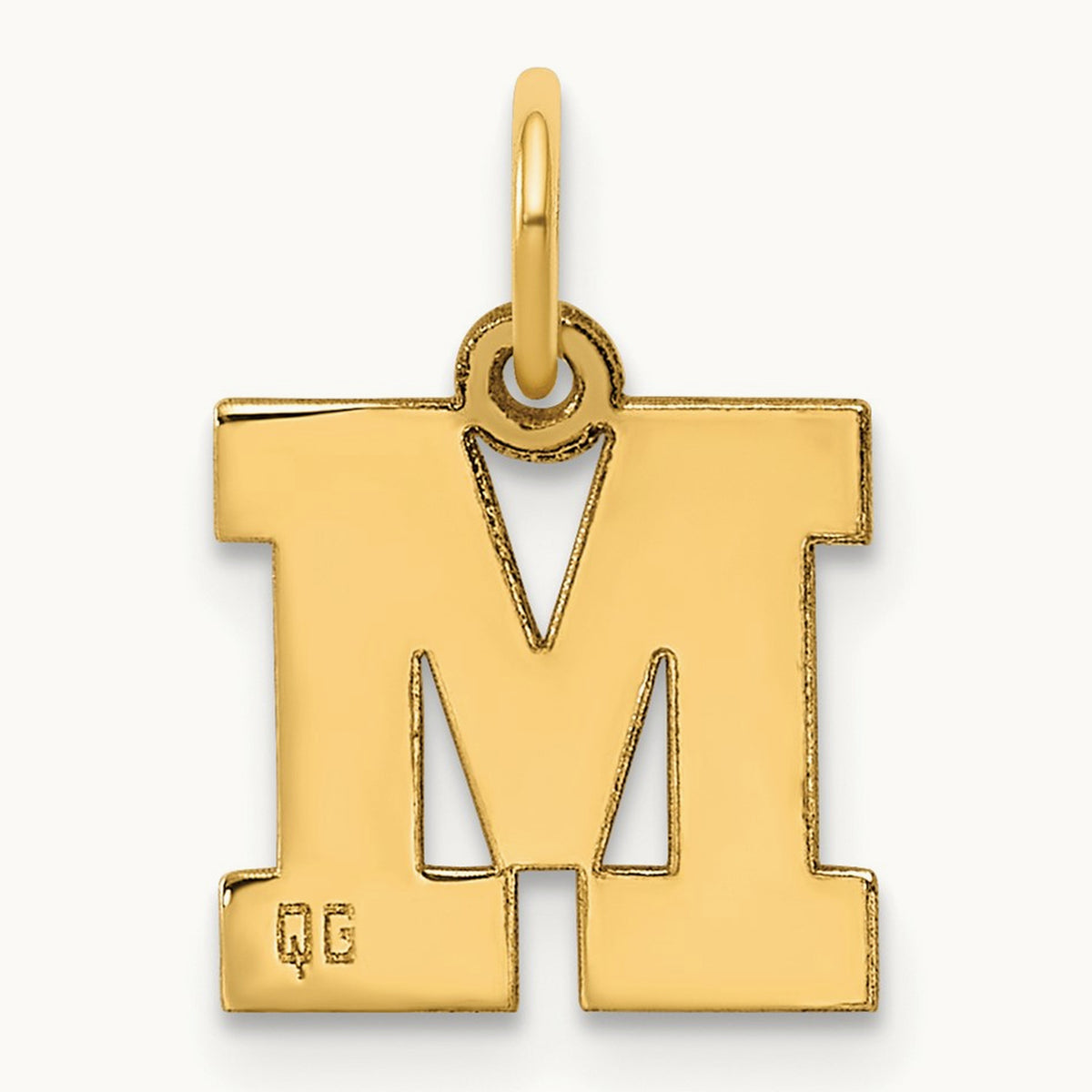 Small Block Initial Charm — 14K Yellow Gold, M