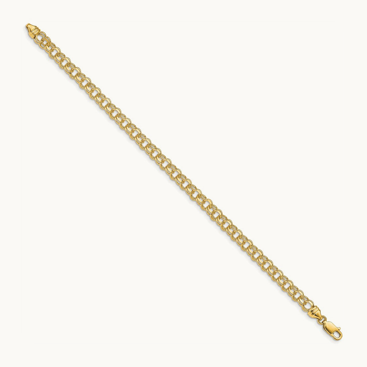7in Solid Double Link Charm Bracelet — 14K Yellow Gold, 4.75mm