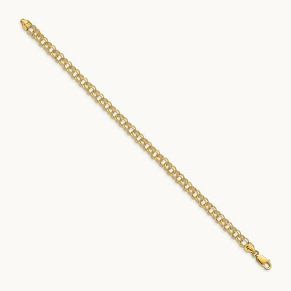 7in Solid Double Link Charm Bracelet — 14K Yellow Gold, 4.75mm