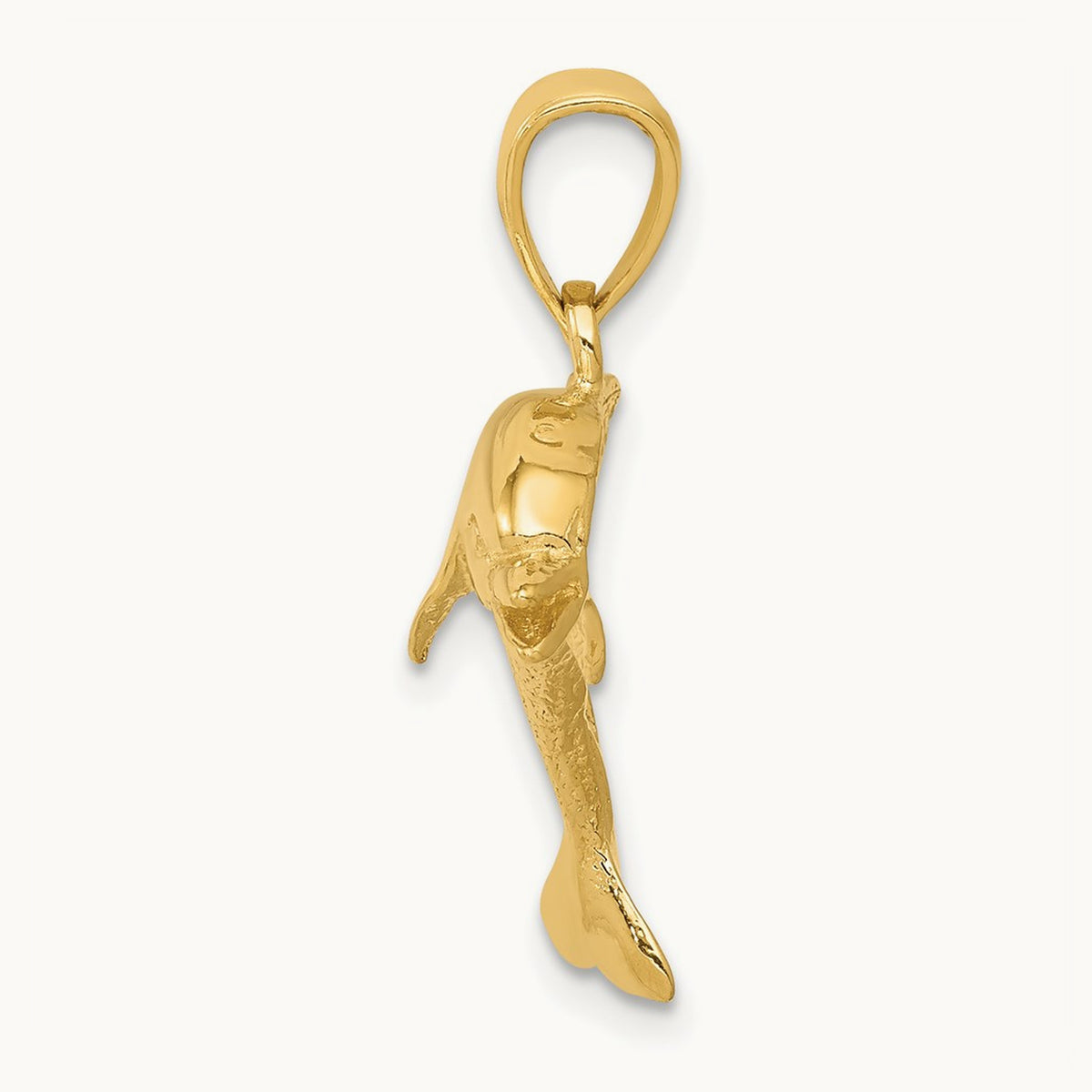 Jumping Dolphin Pendant — 14K Yellow Gold, 25mm