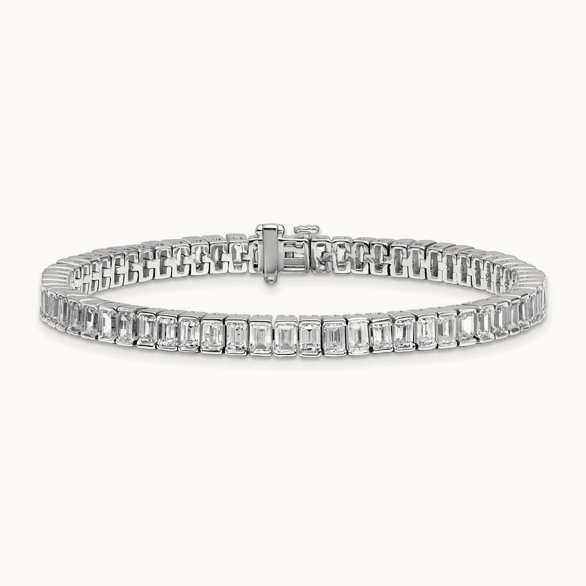 Emerald Bezel Tennis Bracelet — 14K White Gold