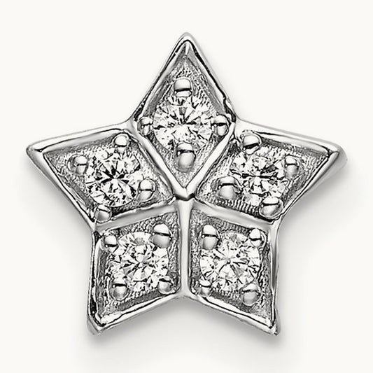 Diamond Star Chain Slide Pendant, 14K White Gold