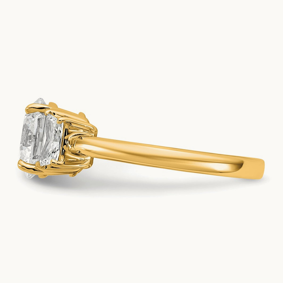 Trapezoid Sidestones Engagement Ring, 0.25-3.75 ct tw Lab-Grown Diamond — 2 1/2 ct, VS (Best) · Certified, 14K Yellow Gold