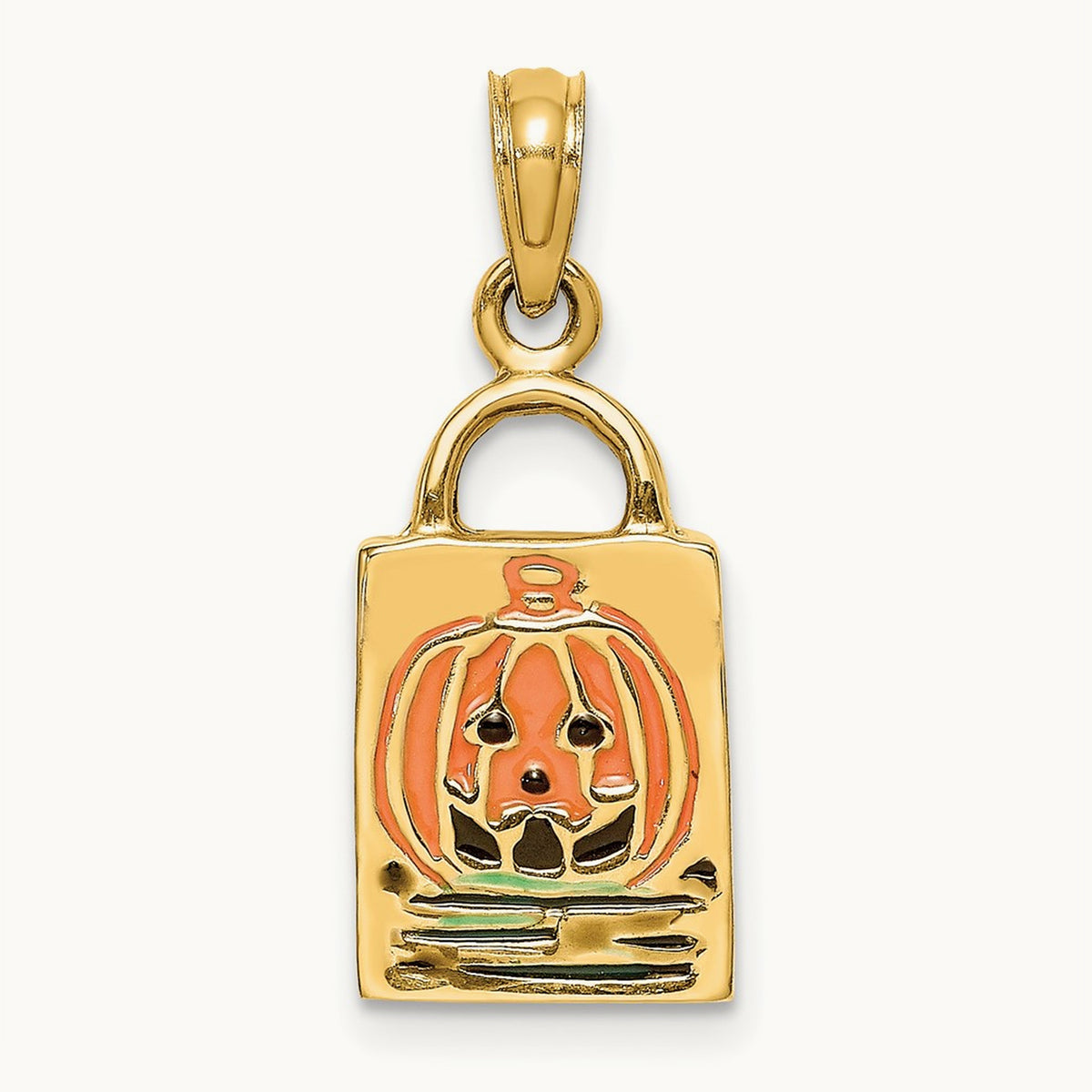 3-D Enameled Jack-o-Lantern Trick or Treat Bag Charm, 14K