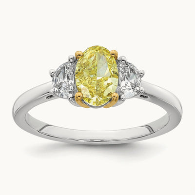 Oval . Vivid Yellow & Half Moon Ring, 1 2/5-4.70 ct Lab-Grown Diamond