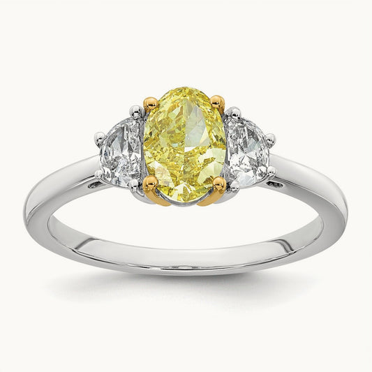 Oval . Vivid Yellow & Half Moon Ring, 1 2/5-4.70 ct Lab-Grown Diamond