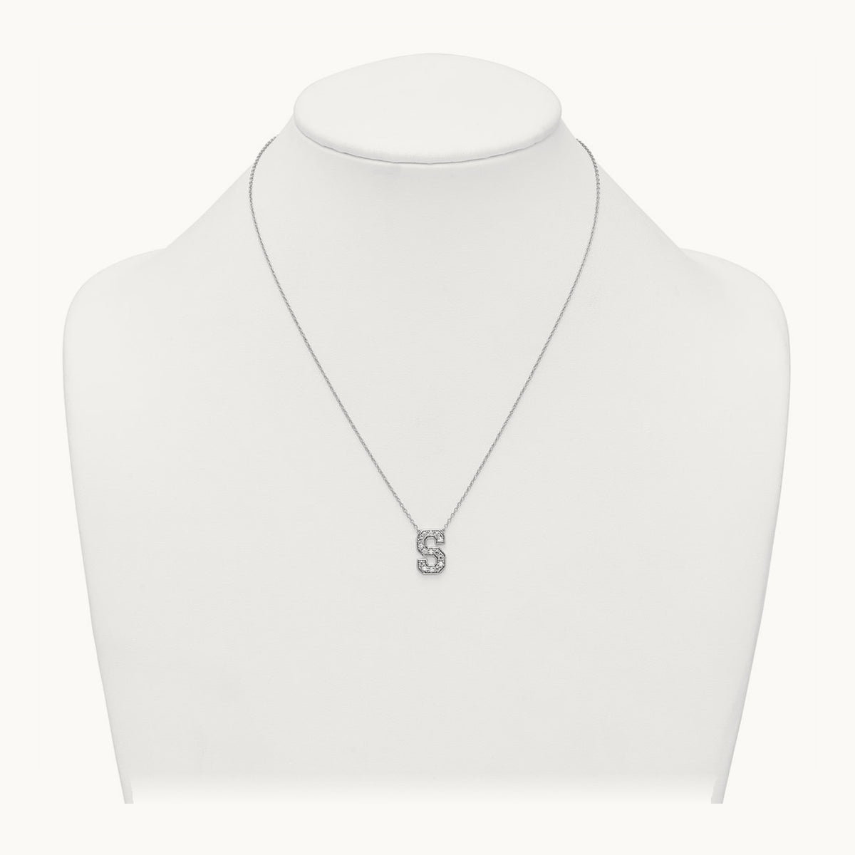 Initial Necklace — 14K White Gold, S, 3/8 ct