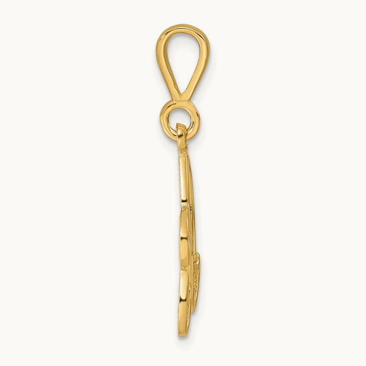 Polished Script Filigree Initial Pendant, 14K Yellow Gold