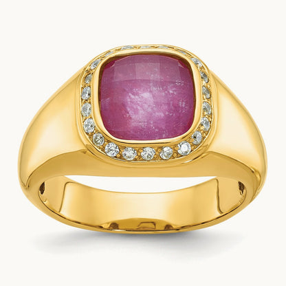 IBGoodman Men's Ruby Doublet Stone and Diamond Complete Ring, 14K