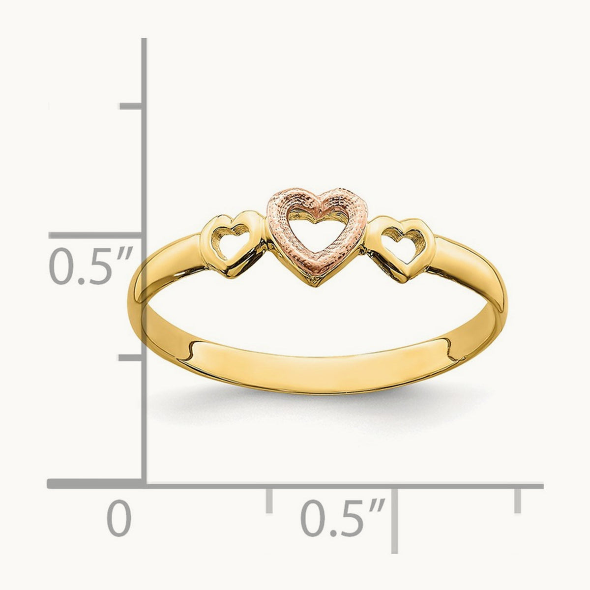 Hearts Ring, 14K Rose with Yellow Gold