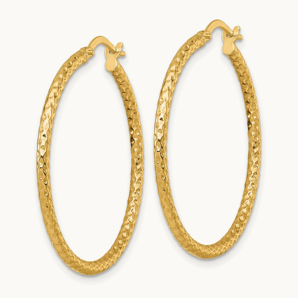 Polished Diamond-cut Hoop Earrings — 14K Yellow Gold, 32mm