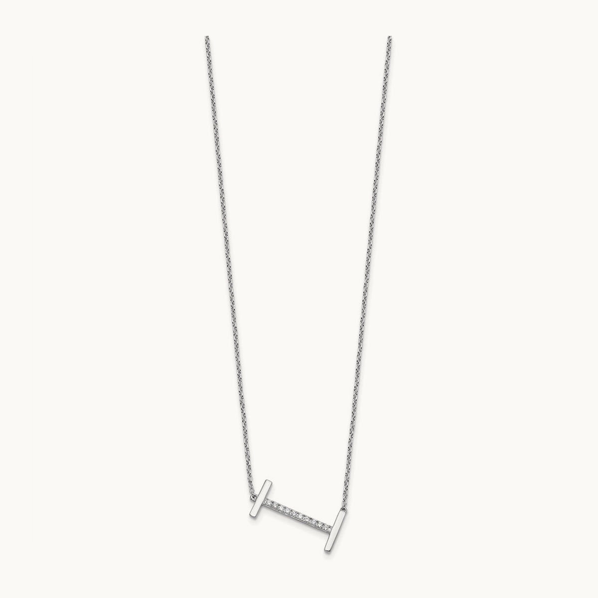 Sideways Diamond Necklace — 14K White Gold, I