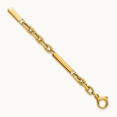 Polished Fancy Chain with Bars 8in Bracelet, 14K