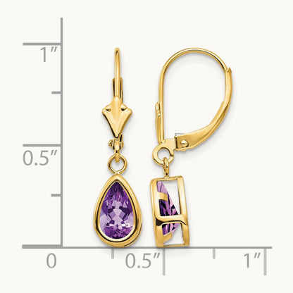 8x5mm Amethyst Dangle Earrings, 14K