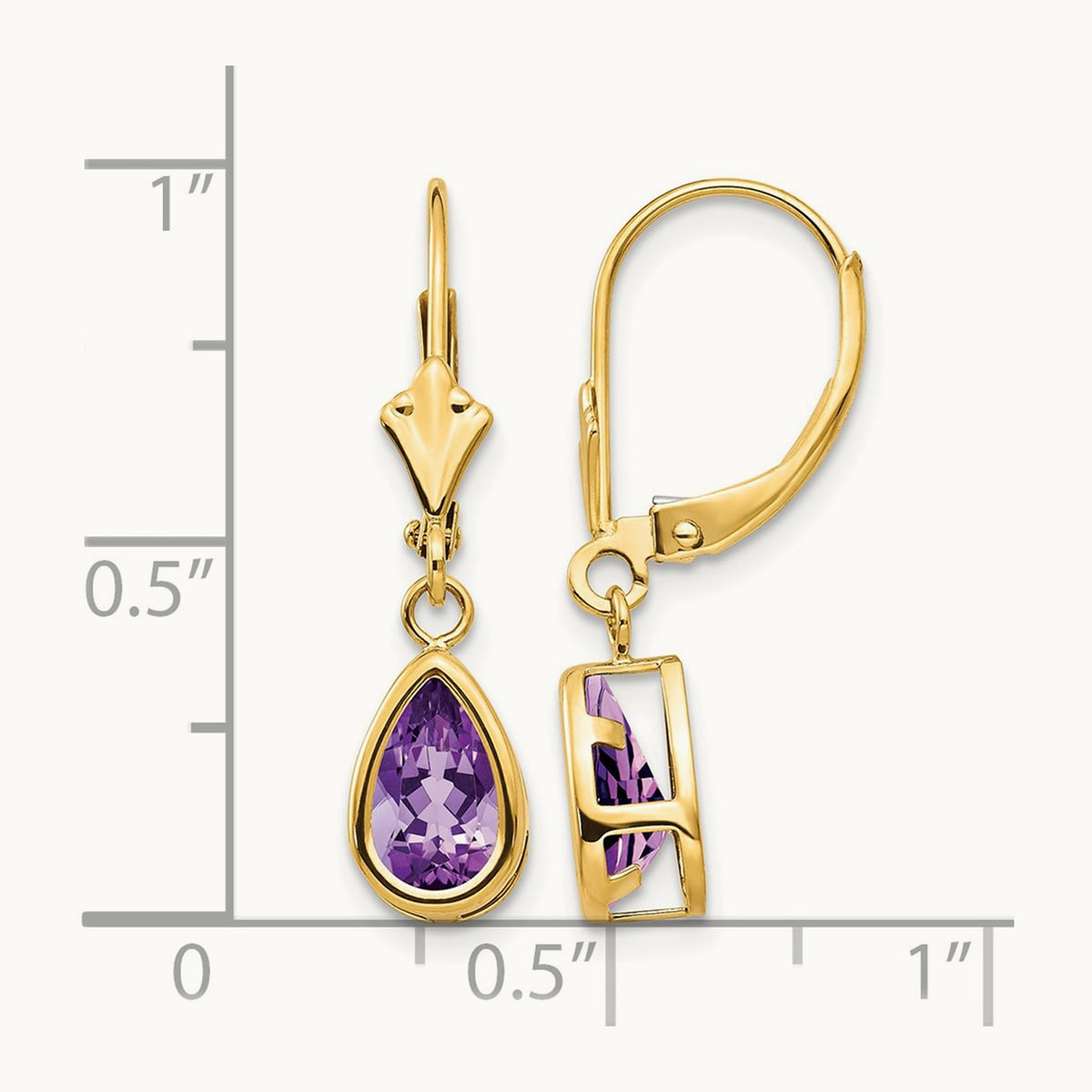 8x5mm Amethyst Dangle Earrings, 14K