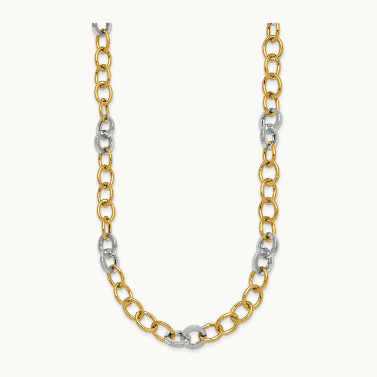 Polished Fancy Circle Chain Necklace, 9.75mm, 14K Two-tone