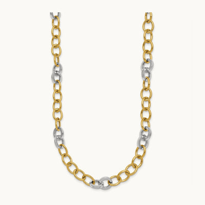 Polished Fancy Circle Chain Necklace, 9.75mm, 14K Two-tone