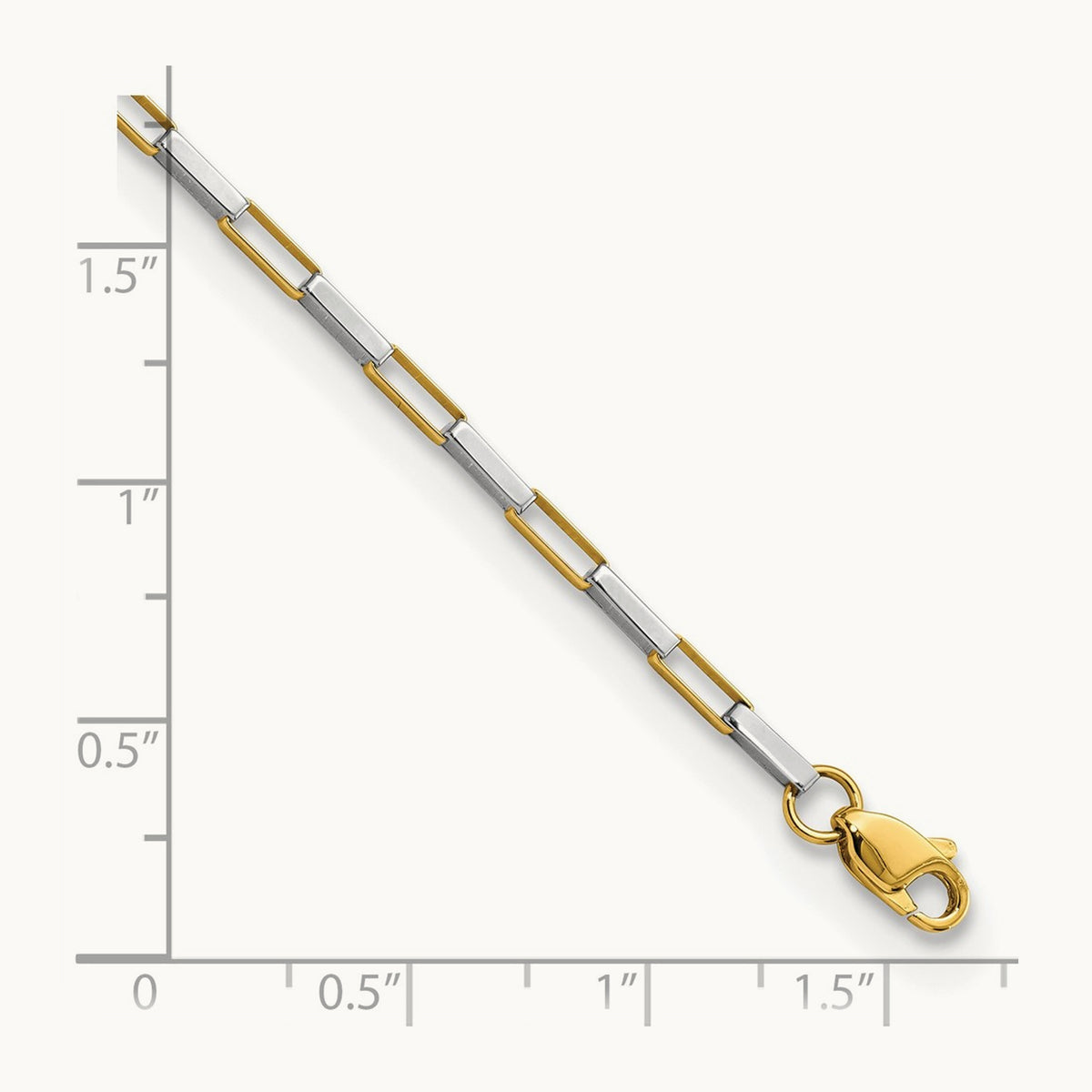 Polished Fancy Box Links 7.5in Bracelet, 14K Two-tone