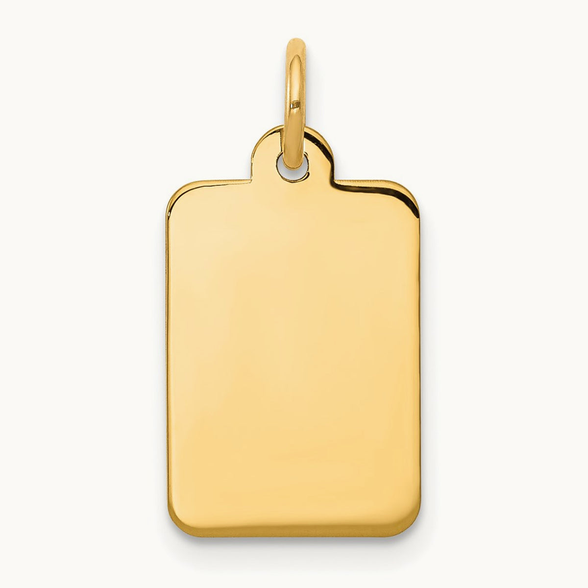 Plain .011 Gauge Rectangular Engravable Disc Charm — 14K Yellow Gold, 20mm