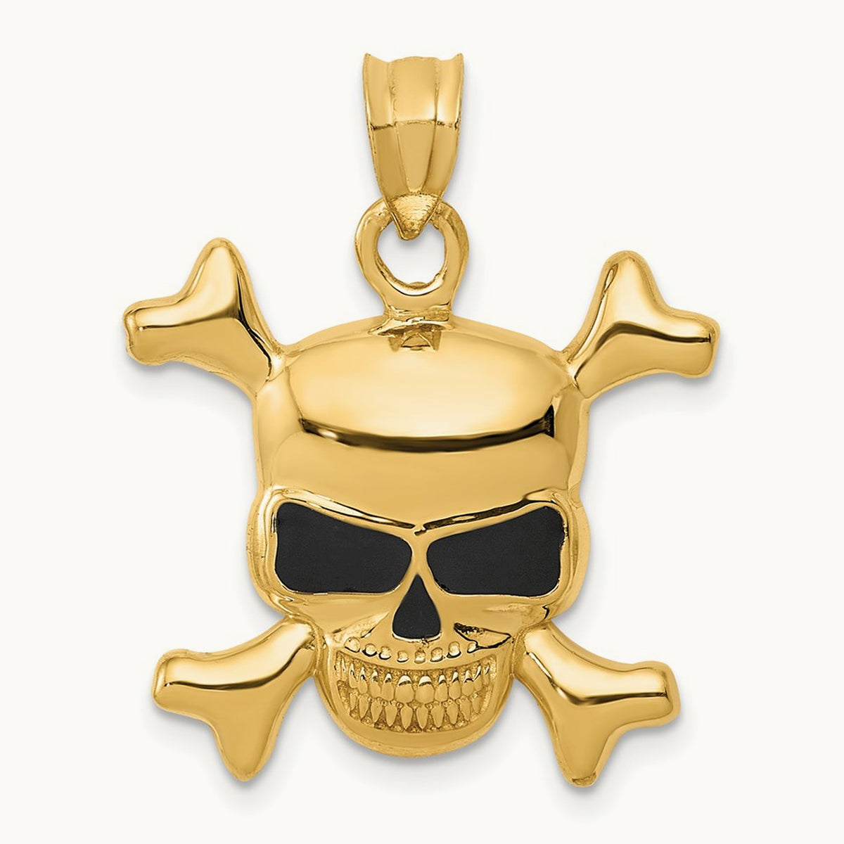Enameled Skull Pendant, 14K