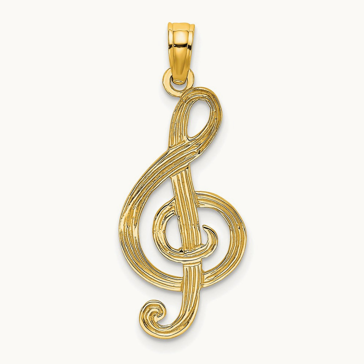 Treble Clef Charm — 14K Yellow Gold, 29.34mm