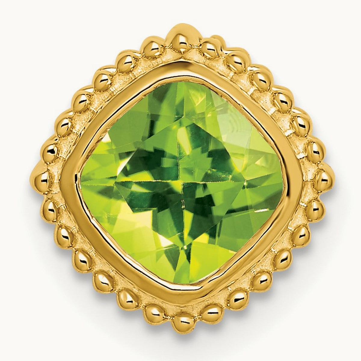 Cushion Peridot Chain Slide — 14K Yellow Gold