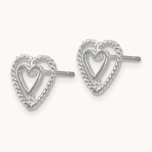 Heart Earrings, 14K White Gold