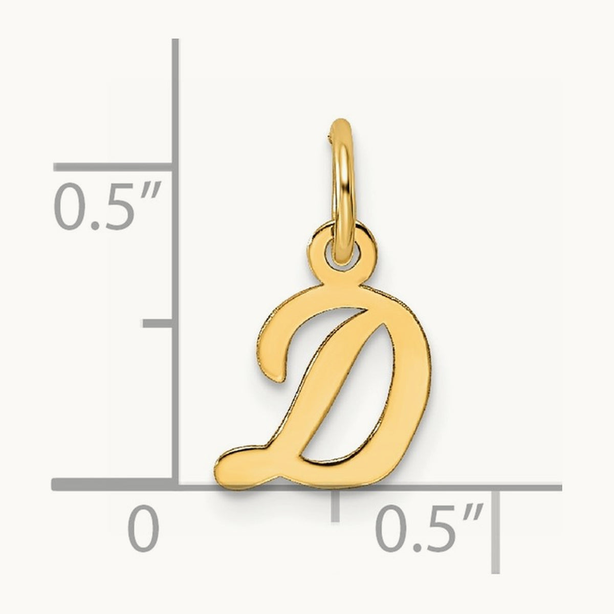 Small Script Letter D Initial Charm, 14K