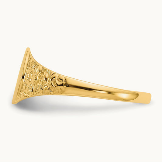 7.0x8. Closed Back Signet Ring, 0mm, 14K