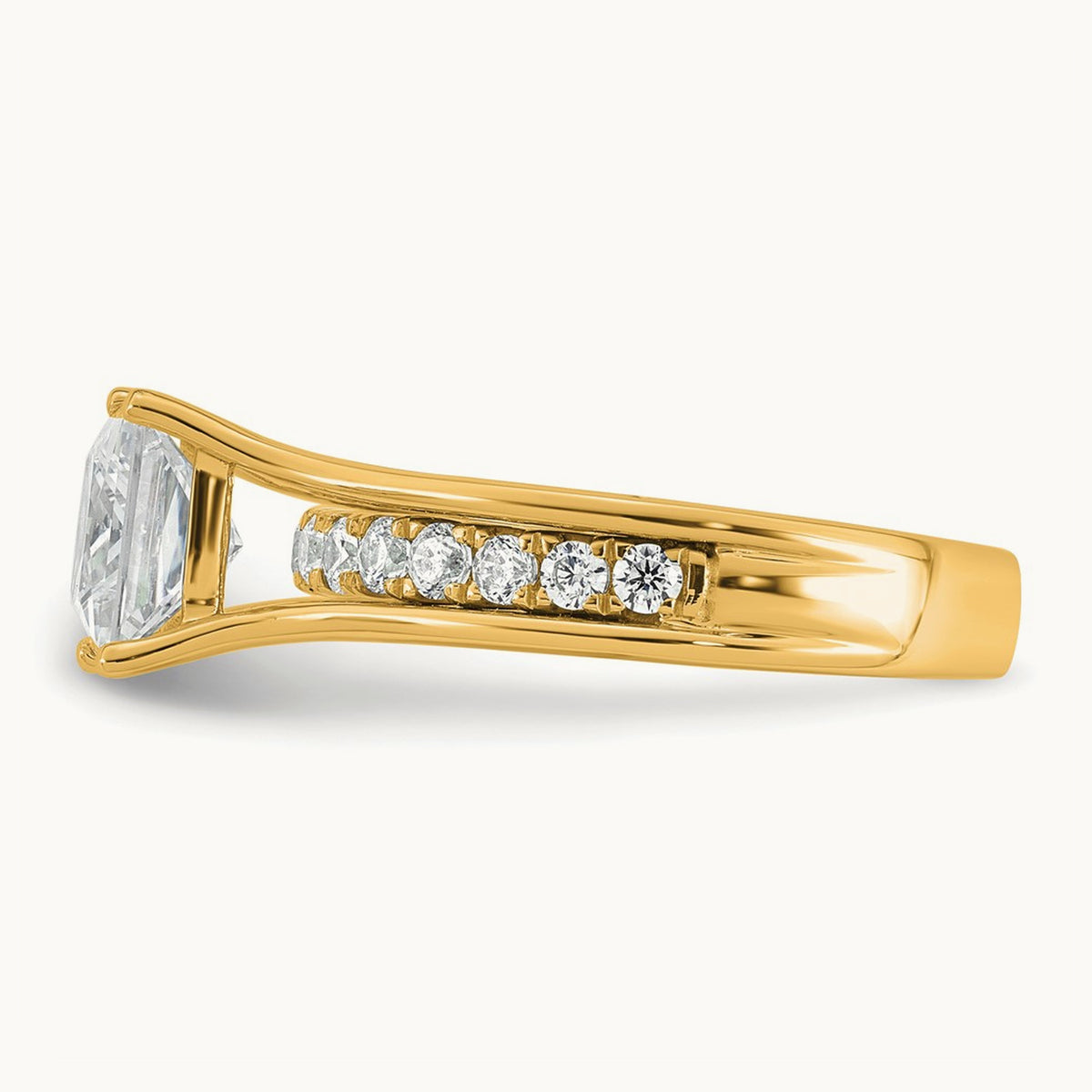 Princess Engagement Ring, 1.75-3.00 ct tw Lab-Grown Diamond — 2 1/2 ct, 14K Yellow Gold
