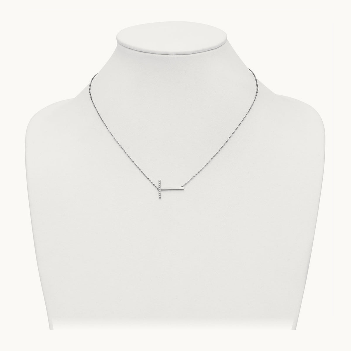 Sideways Diamond Necklace — 14K White Gold, T