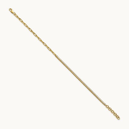 Polished Diamond Fancy Link with 1in extension Bracelet — 14K Yellow Gold