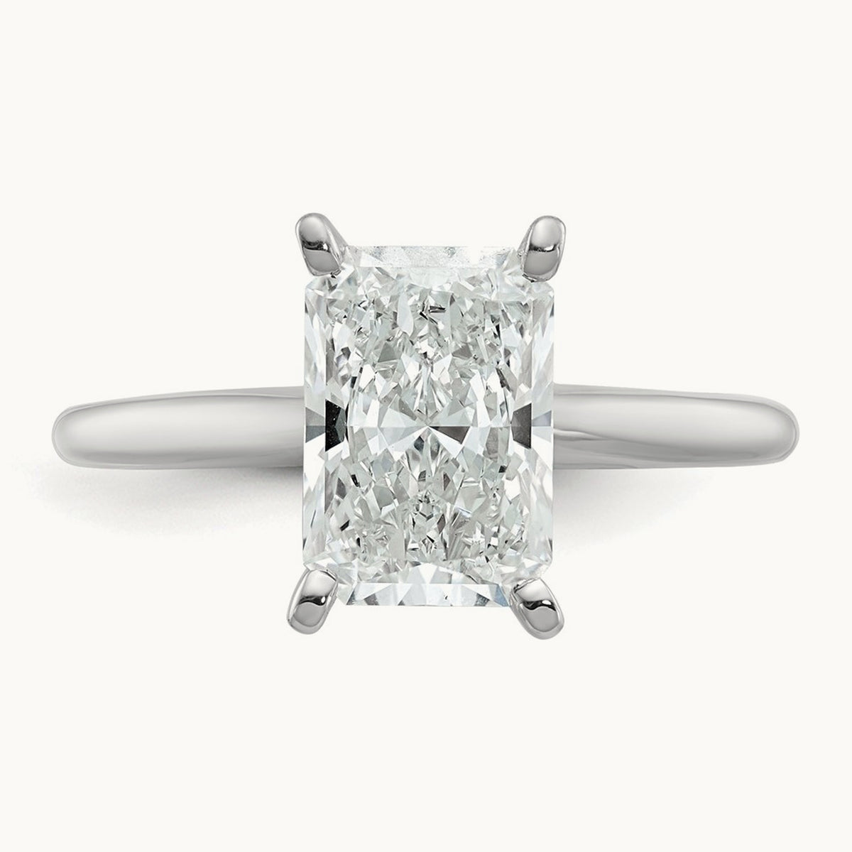 Radiant Solitaire Engagement Ring, 0.50-5.00 ct tw Lab-Grown Diamond — 2 1/2 ct, 14K White Gold