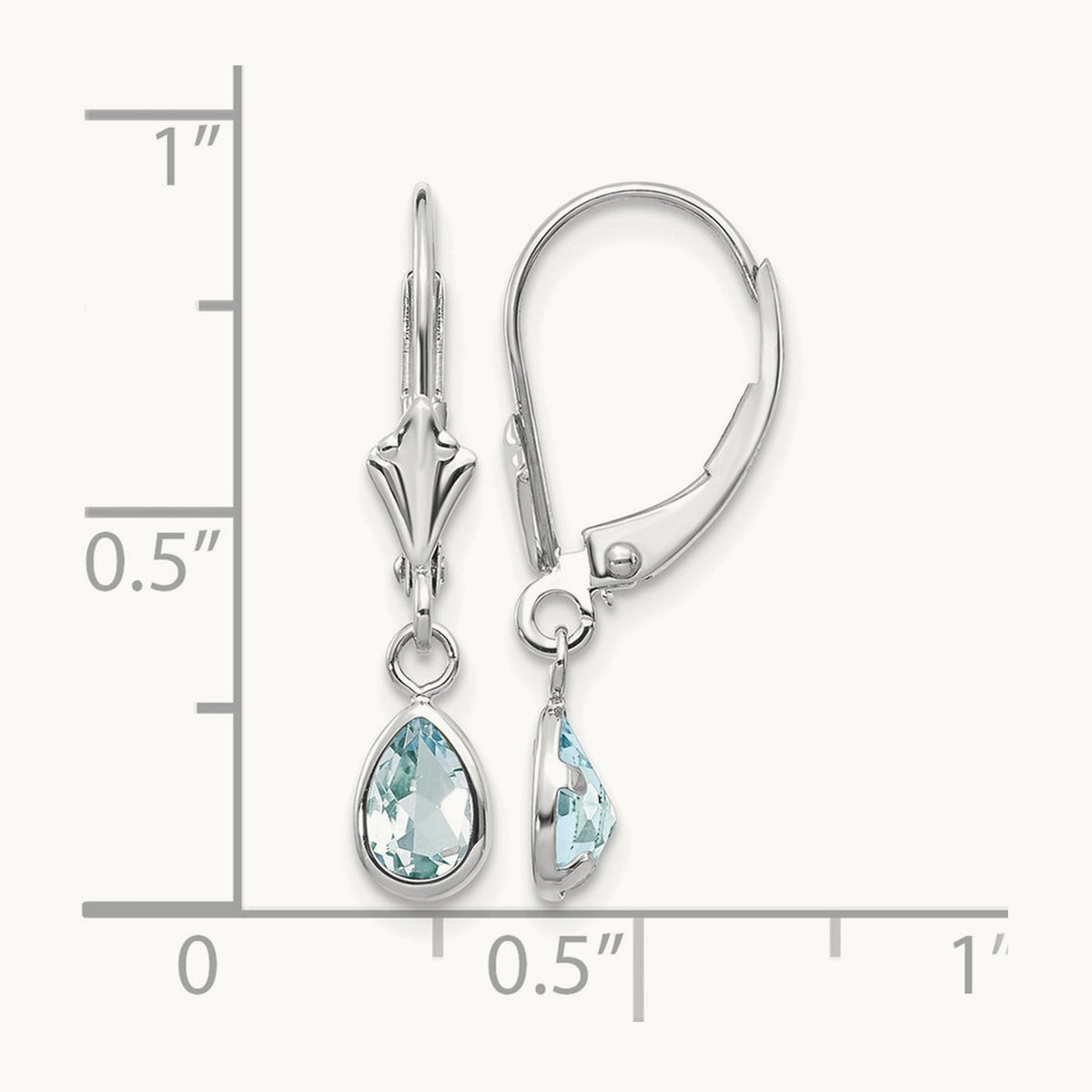 Aquamarine/March Earrings — 14K White Gold