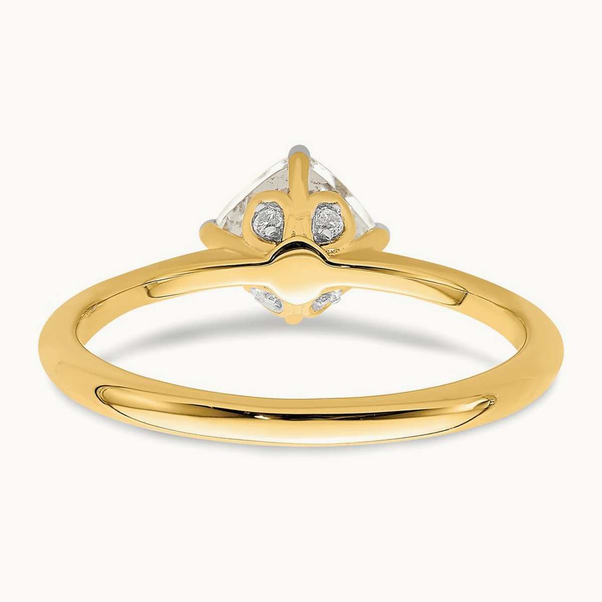 Polish 1ct Cushion Leaf Design Semi-Mount Dia Ring, 14K