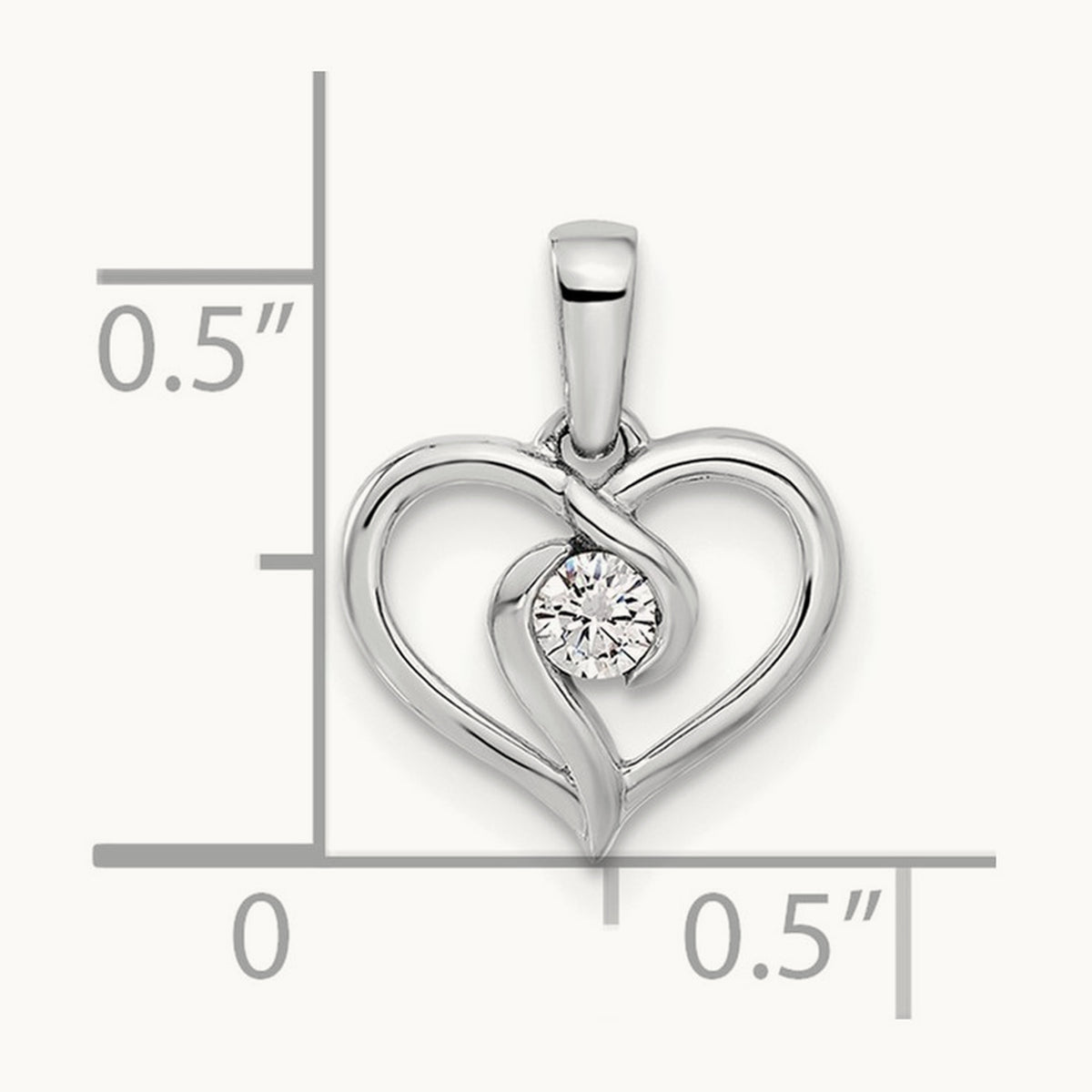 Heart Pendant, 0.10 ct tw Lab-Grown Diamond — 14K White Gold