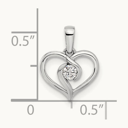 Heart Pendant, 0.10 ct tw Lab-Grown Diamond — 14K White Gold