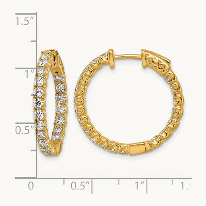 Diamond Round Hoop w/Safety Clasp Earrings, 14K