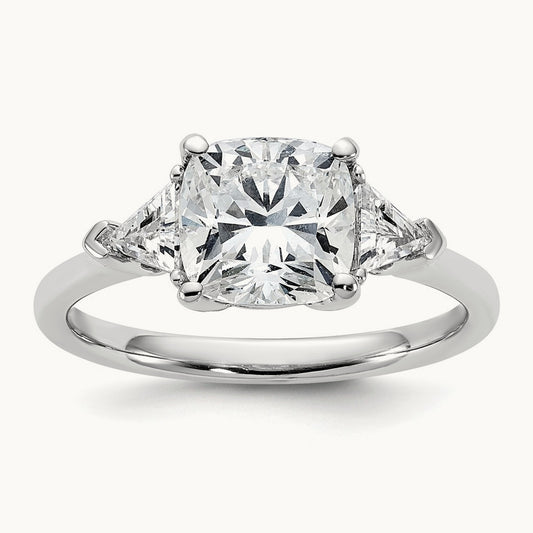1/2ct Lab Grown Dia VS/SI+ G+ Triangle 2ct Cushion Semi Eng Ring, 14K White Gold