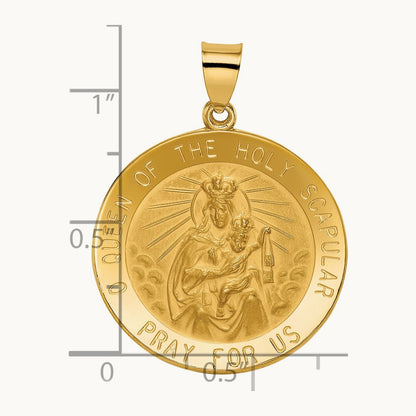 Queen of the Holy Scapular Reversible Medal Hollow Pendant, 14K