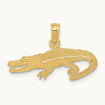 Textured Alligator Pendant, 14K