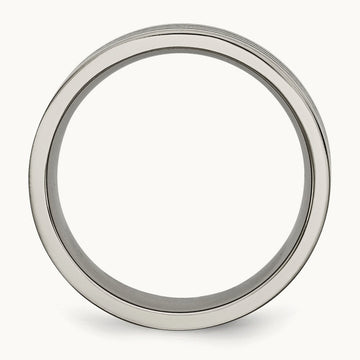 Satin and Polished Black Enamel Striped Flat Band, 8mm, Titanium