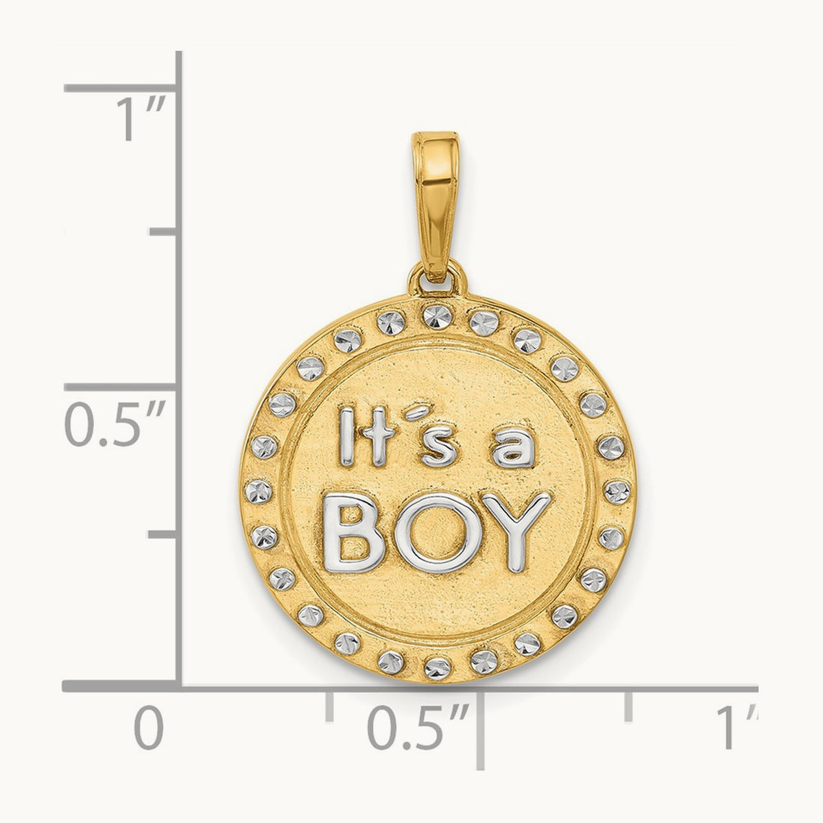 D/C It's A Boy Pendant, 14K with White Rhodium