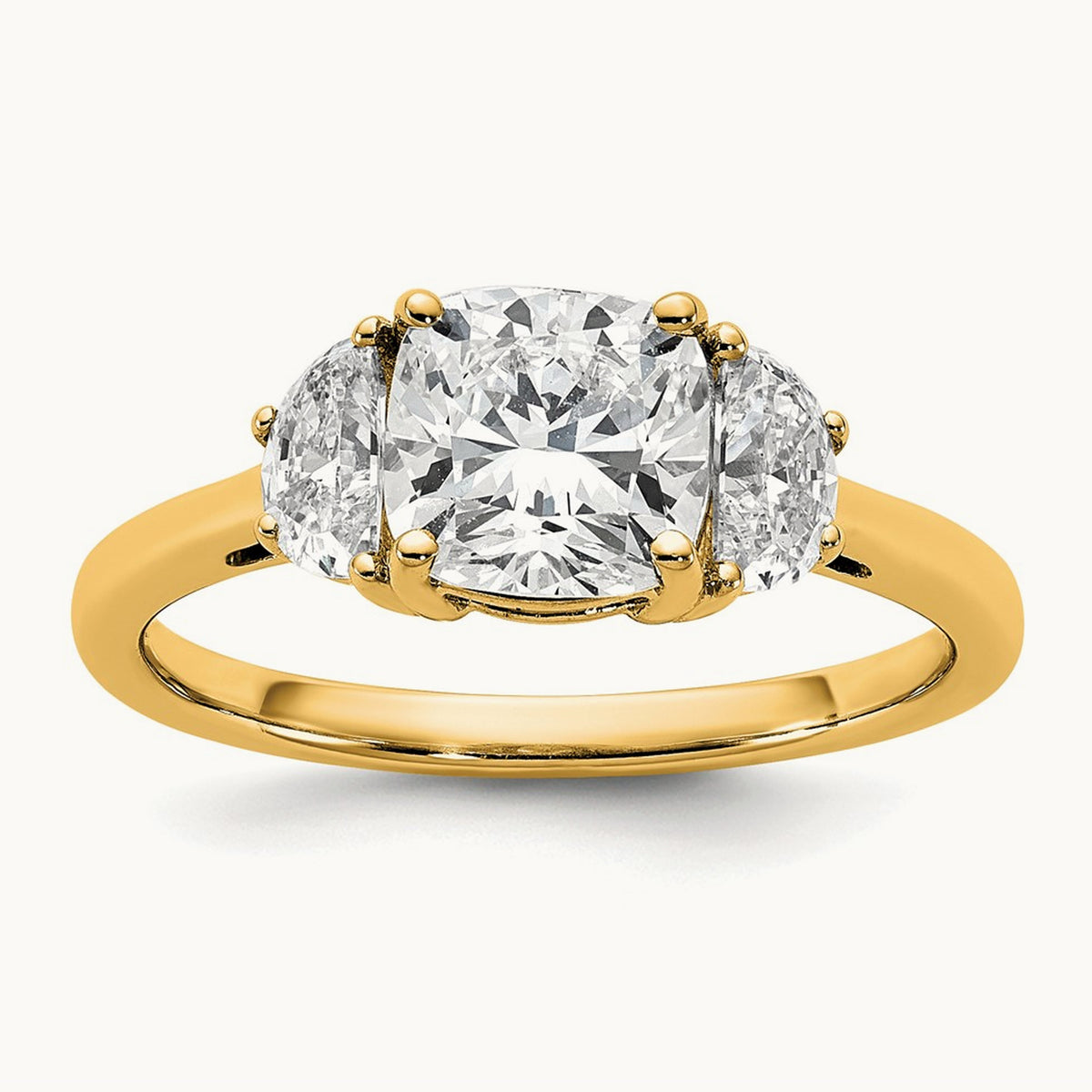 Half Moon & Cushion Semi-Mount Engagement Ring, 0.25-1.00 ct tw Lab-Grown Diamond — 1/2 ct, 14K Yellow Gold