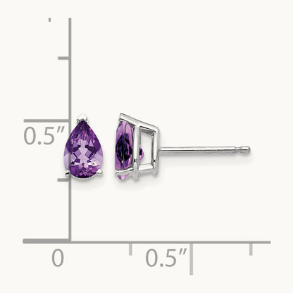 6x4mm Pear Amethyst Earrings, 14K White Gold