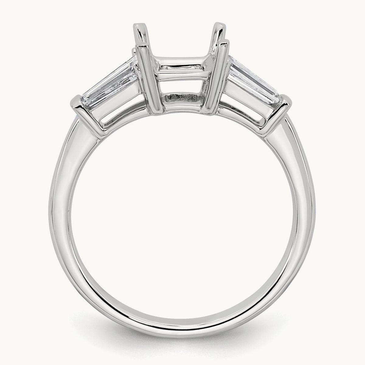 Baguette Princess Semi-Mount Engagement Ring — 14K White Gold, 1/2 ct, 7