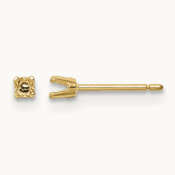 Round Stud Earring Mounting w/backs, 2.25mm, 14K